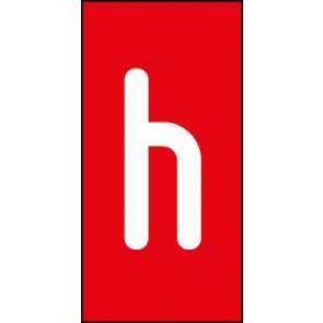 Aufkleber Einzelbuchstabe h | weiß · rot | stark haftend