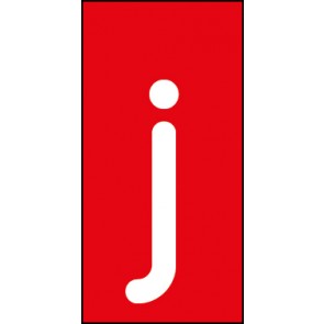 Schild Einzelbuchstabe j | weiß · rot selbstklebend