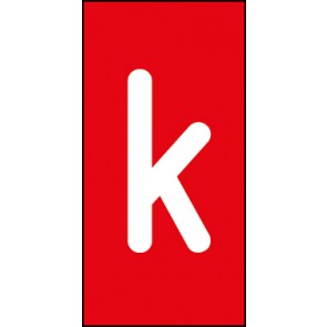 Schild Einzelbuchstabe k | weiß · rot