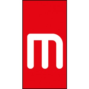 Magnetschild Einzelbuchstabe m | weiß · rot