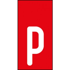 Schild Einzelbuchstabe p | weiß · rot selbstklebend