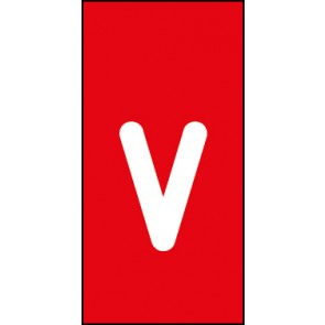 Schild Einzelbuchstabe v | weiß · rot selbstklebend
