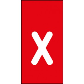 Schild Einzelbuchstabe x | weiß · rot selbstklebend