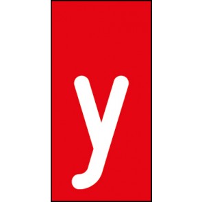 Schild Einzelbuchstabe y | weiß · rot selbstklebend