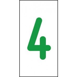Aufkleber Einzelziffer 4 | grün · weiß | stark haftend