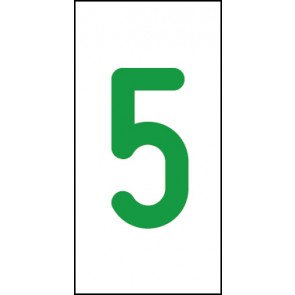 Schild Einzelziffer 5 | grün · weiß selbstklebend
