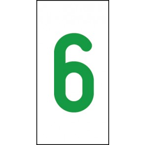 Aufkleber Einzelziffer 6 | grün · weiß | stark haftend