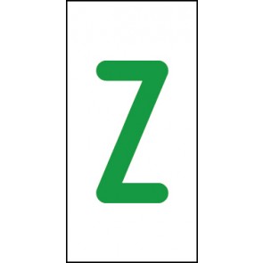 Aufkleber Einzelbuchstabe Z | grün · weiß | stark haftend
