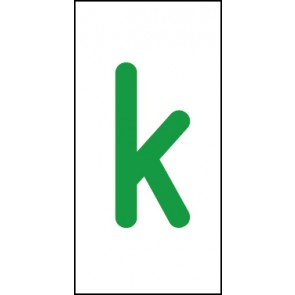 Schild Einzelbuchstabe k | grün · weiß
