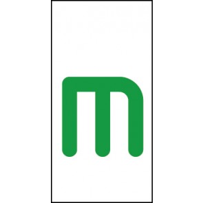 Schild Einzelbuchstabe m | grün · weiß selbstklebend