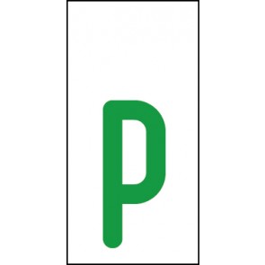 Schild Einzelbuchstabe p | grün · weiß selbstklebend