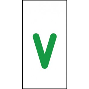 Schild Einzelbuchstabe v | grün · weiß