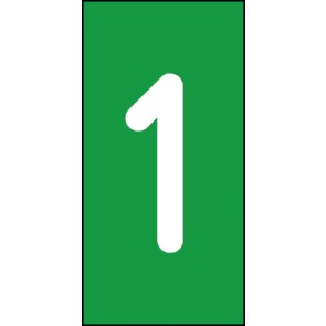 Schild Einzelziffer 1 | weiß · grün