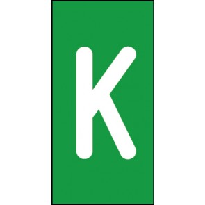 Schild Einzelbuchstabe K | weiß · grün selbstklebend