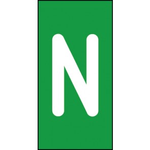 Schild Einzelbuchstabe N | weiß · grün selbstklebend