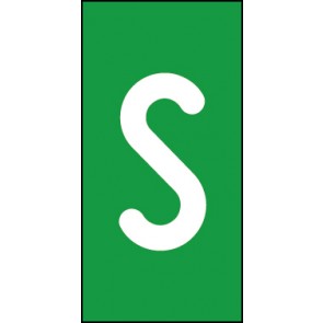 Schild Einzelbuchstabe S | weiß · grün selbstklebend