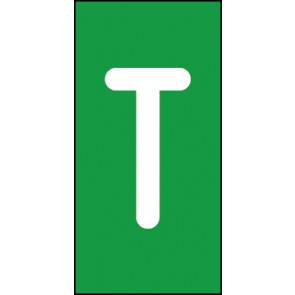 Schild Einzelbuchstabe T | weiß · grün selbstklebend