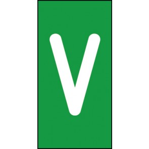 Schild Einzelbuchstabe V | weiß · grün selbstklebend