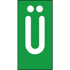 Schild Einzelbuchstabe Ü | weiß · grün selbstklebend