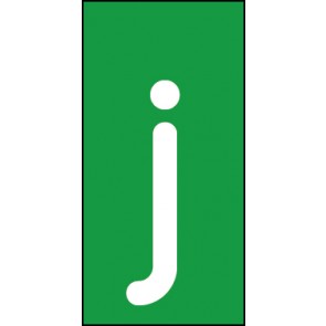Schild Einzelbuchstabe j | weiß · grün selbstklebend