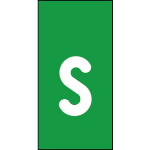 Schild Einzelbuchstabe s | weiß · grün selbstklebend