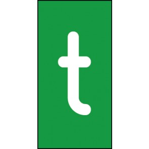 Schild Einzelbuchstabe t | weiß · grün selbstklebend