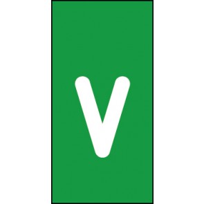 Schild Einzelbuchstabe v | weiß · grün