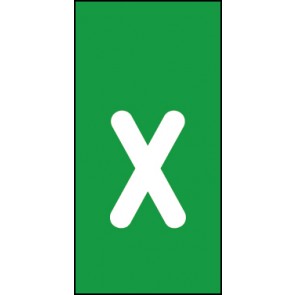 Schild Einzelbuchstabe x | weiß · grün selbstklebend