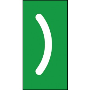 Schild Sonderzeichen Klammer zu | weiß · grün selbstklebend