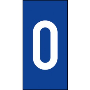 Schild Einzelziffer 0 | weiß · blau