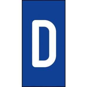 Aufkleber Einzelbuchstabe D | weiß · blau