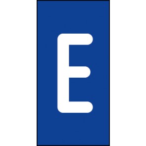 Aufkleber Einzelbuchstabe E | weiß · blau | stark haftend