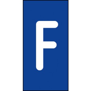Aufkleber Einzelbuchstabe F | weiß · blau