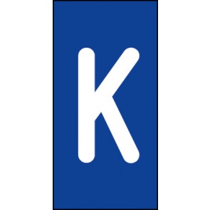 Aufkleber Einzelbuchstabe K | weiß · blau | stark haftend