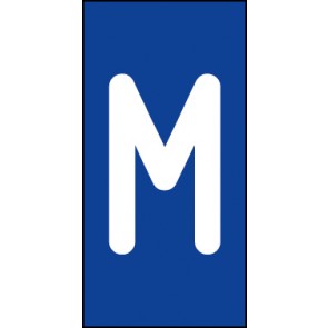 Aufkleber Einzelbuchstabe M | weiß · blau