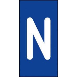 Schild Einzelbuchstabe N | weiß · blau selbstklebend