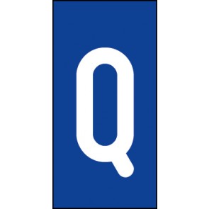 Aufkleber Einzelbuchstabe Q | weiß · blau