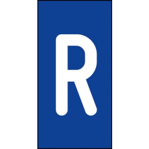 Aufkleber Einzelbuchstabe R | weiß · blau | stark haftend