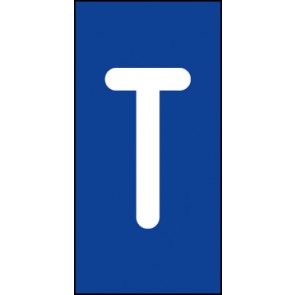 Schild Einzelbuchstabe T | weiß · blau selbstklebend