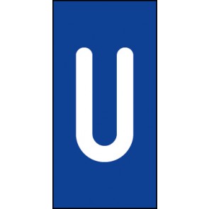 Einzelbuchstabe U | weiß · blau · MAGNETSCHILD