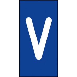 Aufkleber Einzelbuchstabe V | weiß · blau | stark haftend