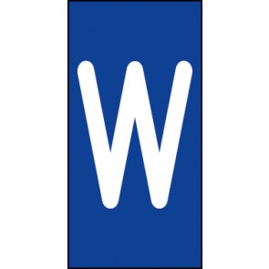 Magnetschild Einzelbuchstabe W | weiß · blau