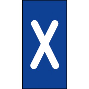 Aufkleber Einzelbuchstabe X | weiß · blau