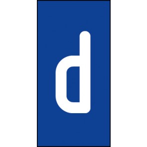 Magnetschild Einzelbuchstabe d | weiß · blau