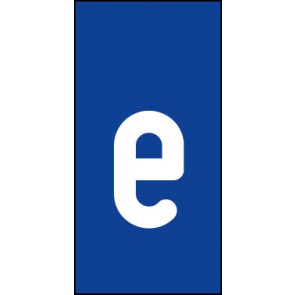 Schild Einzelbuchstabe e | weiß · blau selbstklebend