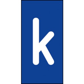 Aufkleber Einzelbuchstabe k | weiß · blau