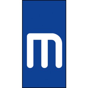 Magnetschild Einzelbuchstabe m | weiß · blau