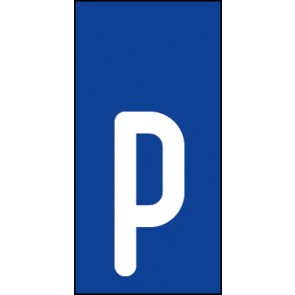 Schild Einzelbuchstabe p | weiß · blau selbstklebend