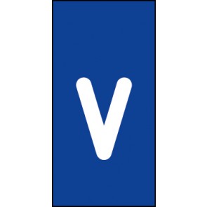 Magnetschild Einzelbuchstabe v | weiß · blau