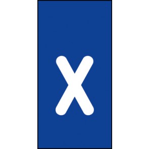 Einzelbuchstabe x | weiß · blau · MAGNETSCHILD